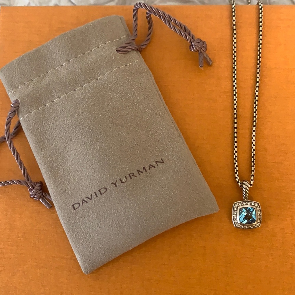 Petite Albion Necklace w/ Blue Topaz and Diamonds